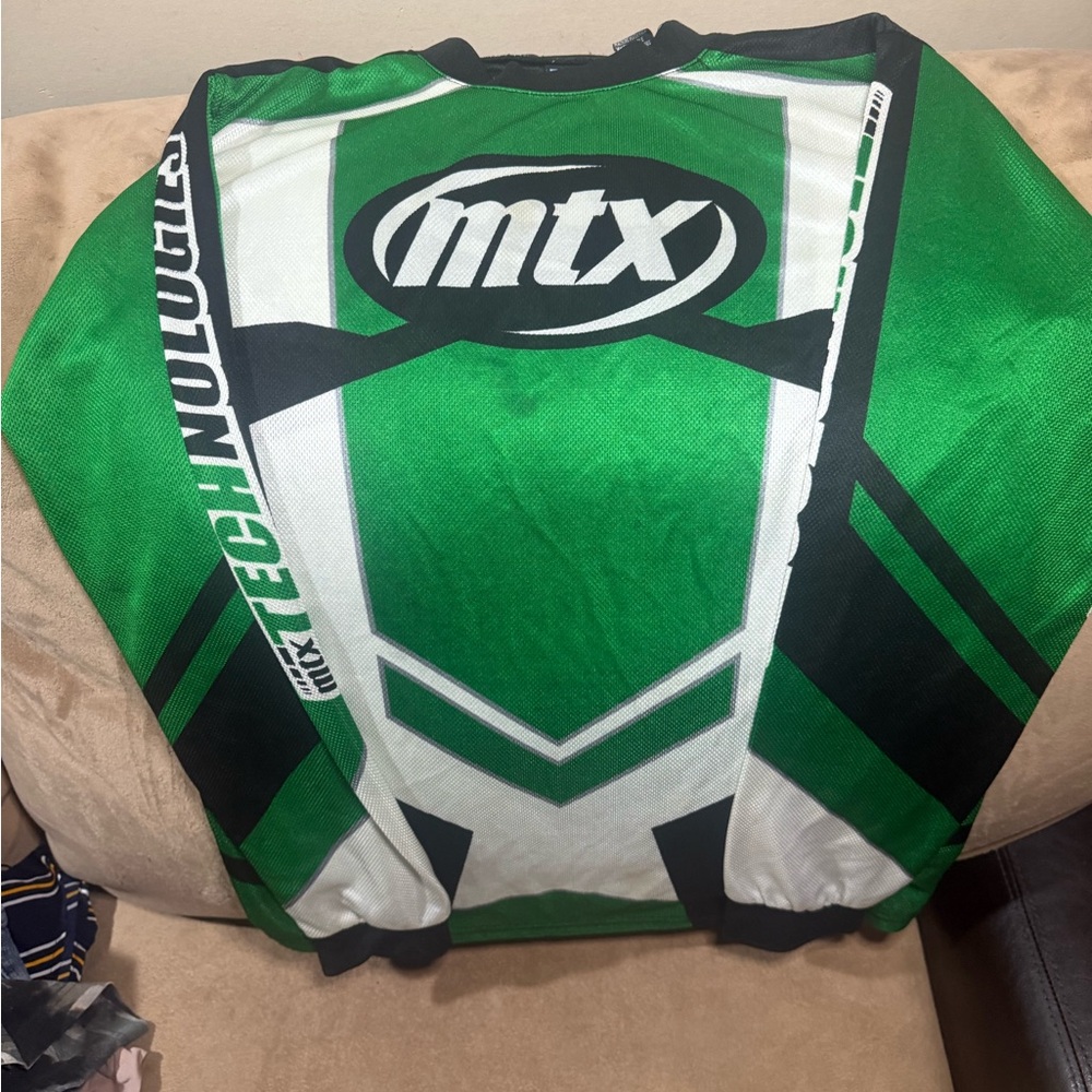 MTX  NWOT Youth L (14-16) Vintage Green Black Graphic Motocross  Racing Jersey